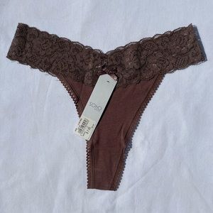 4 Pairs NWT Sexy Mocha Brown Lacey Thong BN Tagged Lot